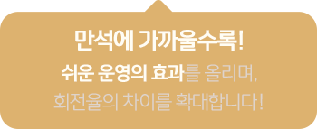 만석에 가까울수록! 쉬운 운영의 효과를 올리며, 회전율의 차이를 확대합니다.